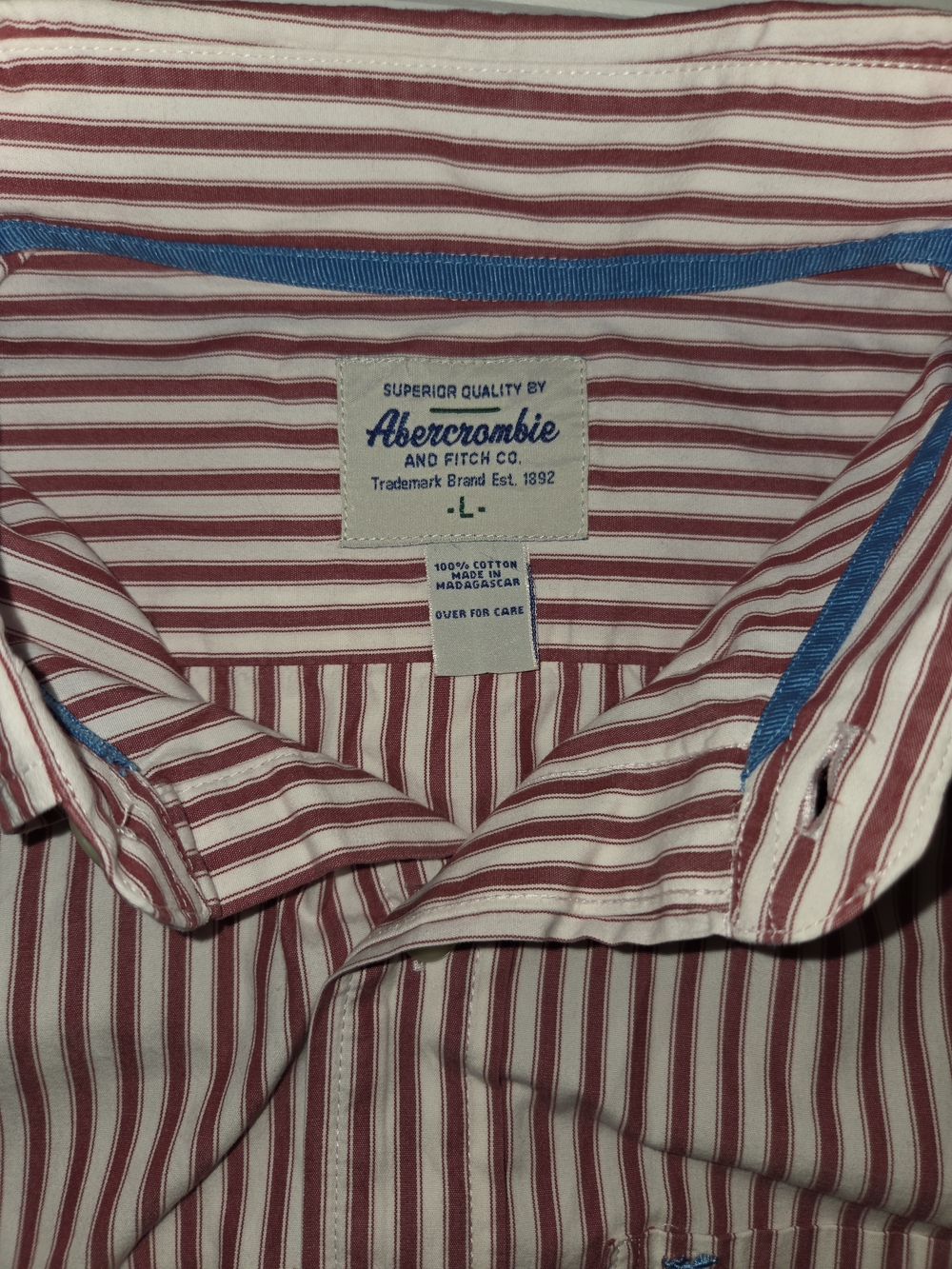 Abercrombie & Fitch Red and White Striped Button-Down Shirt